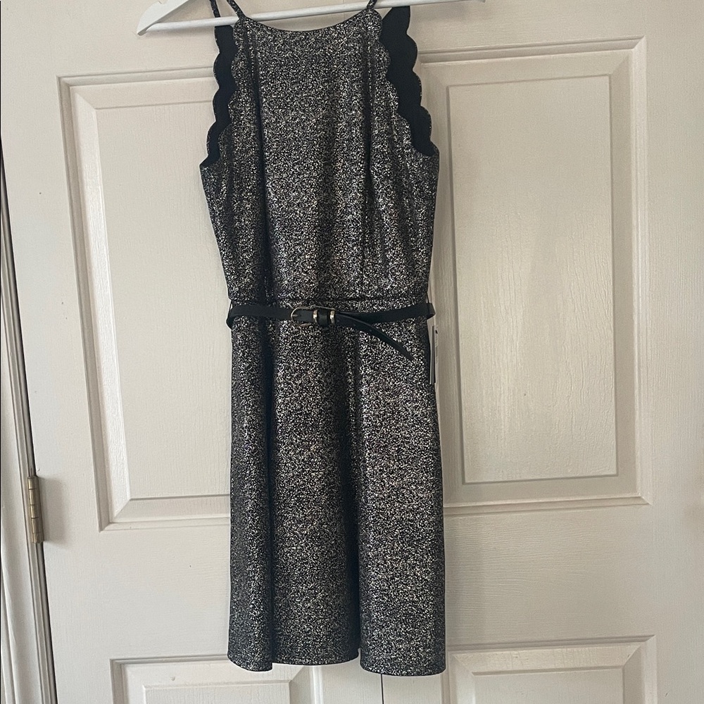 NWT NAK Women's Black Gold Shimmer Scalloped Mini Dress - Party Glam Y2K